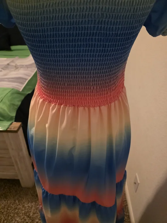 SHEIN Pastel Rainbow Off-Shoulder Maxi Dress - Picture 13 of 15